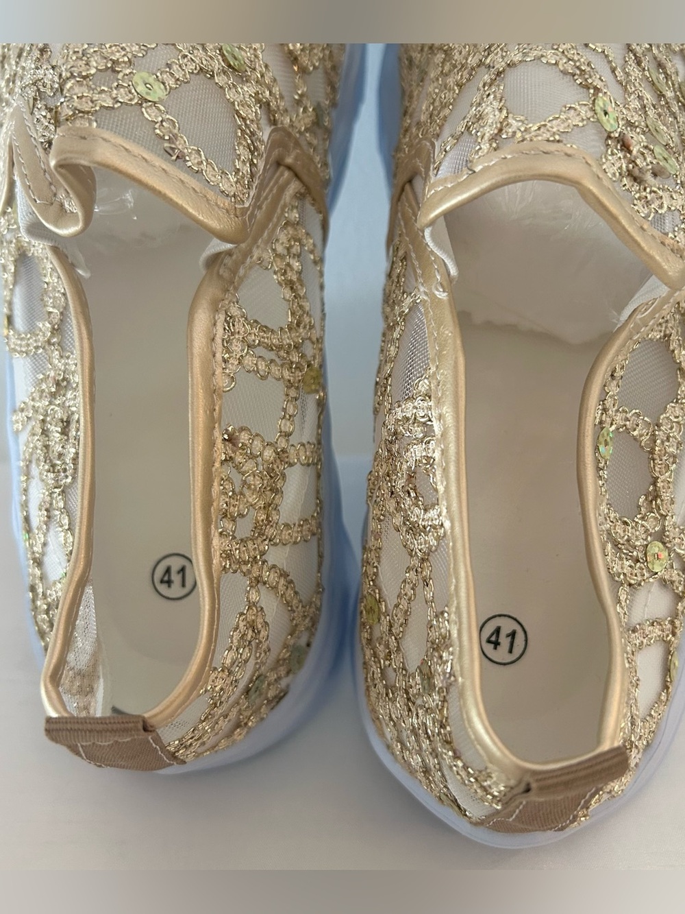 Gold Slip-On Embellished Women's Sneakers - Picture 6 of 7